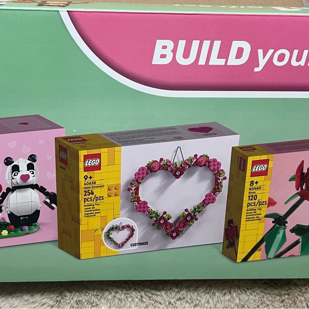 LEGO Heart and Panda Set - Pink and Black